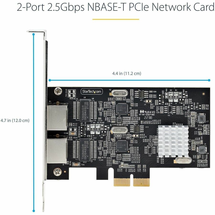 StarTech.com 2-Port 2.5G NBASE-T PCIe Network Card, Computer Network Card Interface, Intel® I225-V, Dual-Port Ethernet, Multi-Gigabit NIC StarTech.com 2-Port 2.5G NBASE-T PCIe Network Card, Computer Network Card Interface, Intel® I225-V, Dual-Port Ethernet, Multi-Gigabit NIC